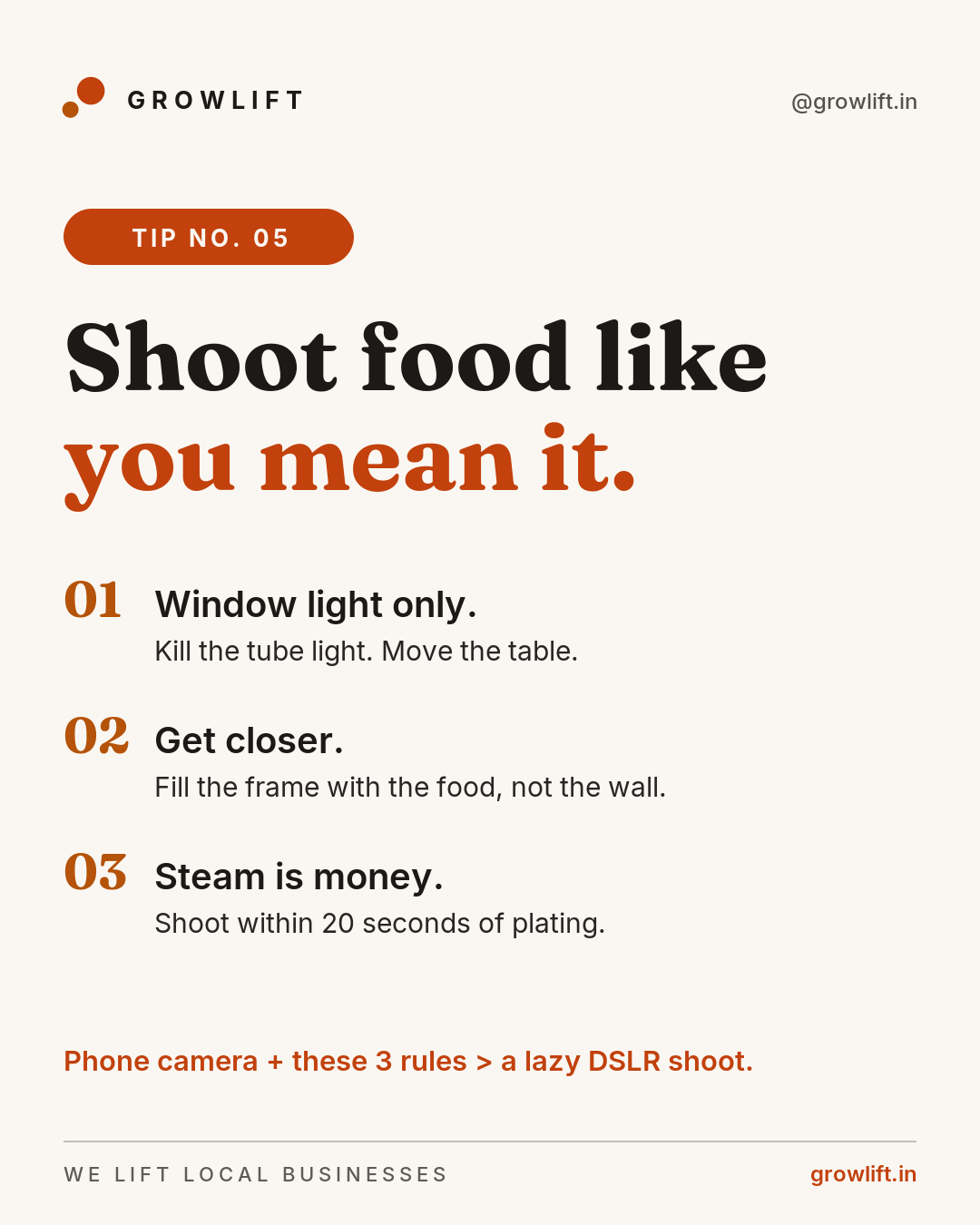 Shoot food like you mean it