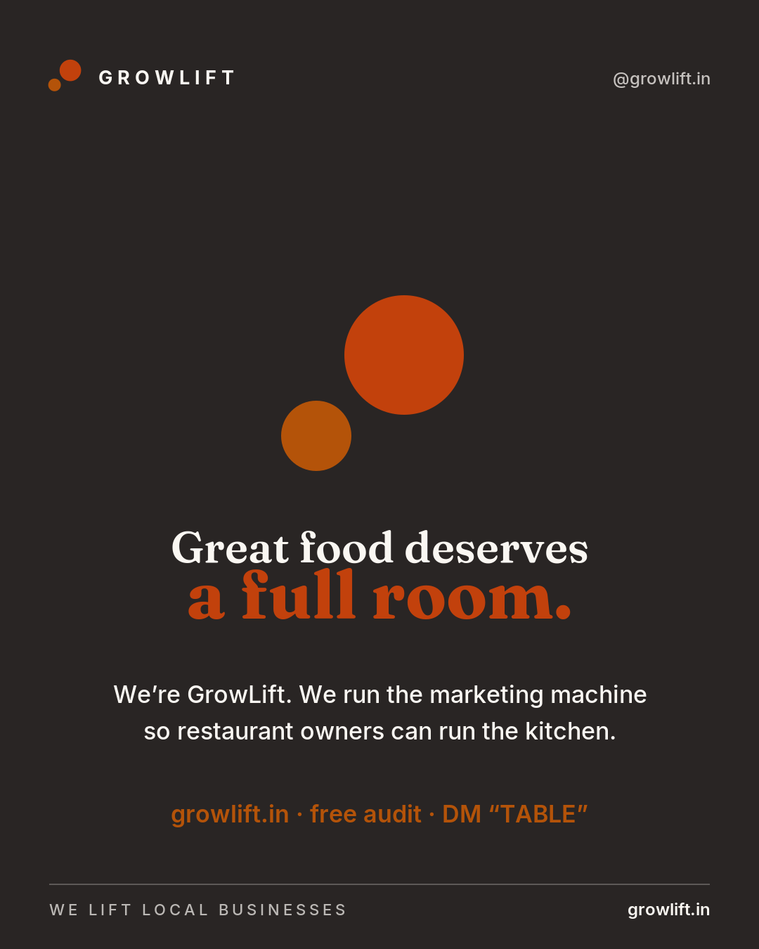 Great food deserves a full room